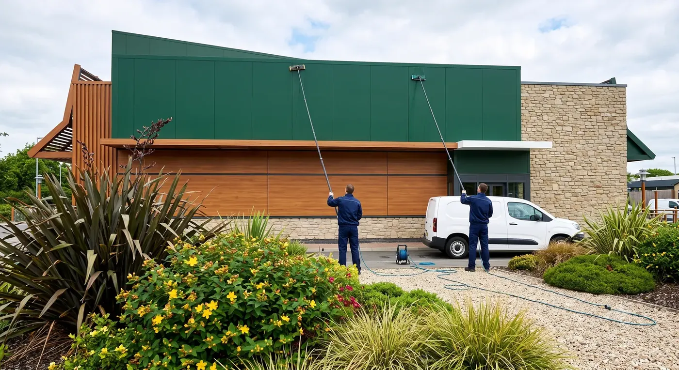 Nettoyage de la façade d'un bâtiment professionnel