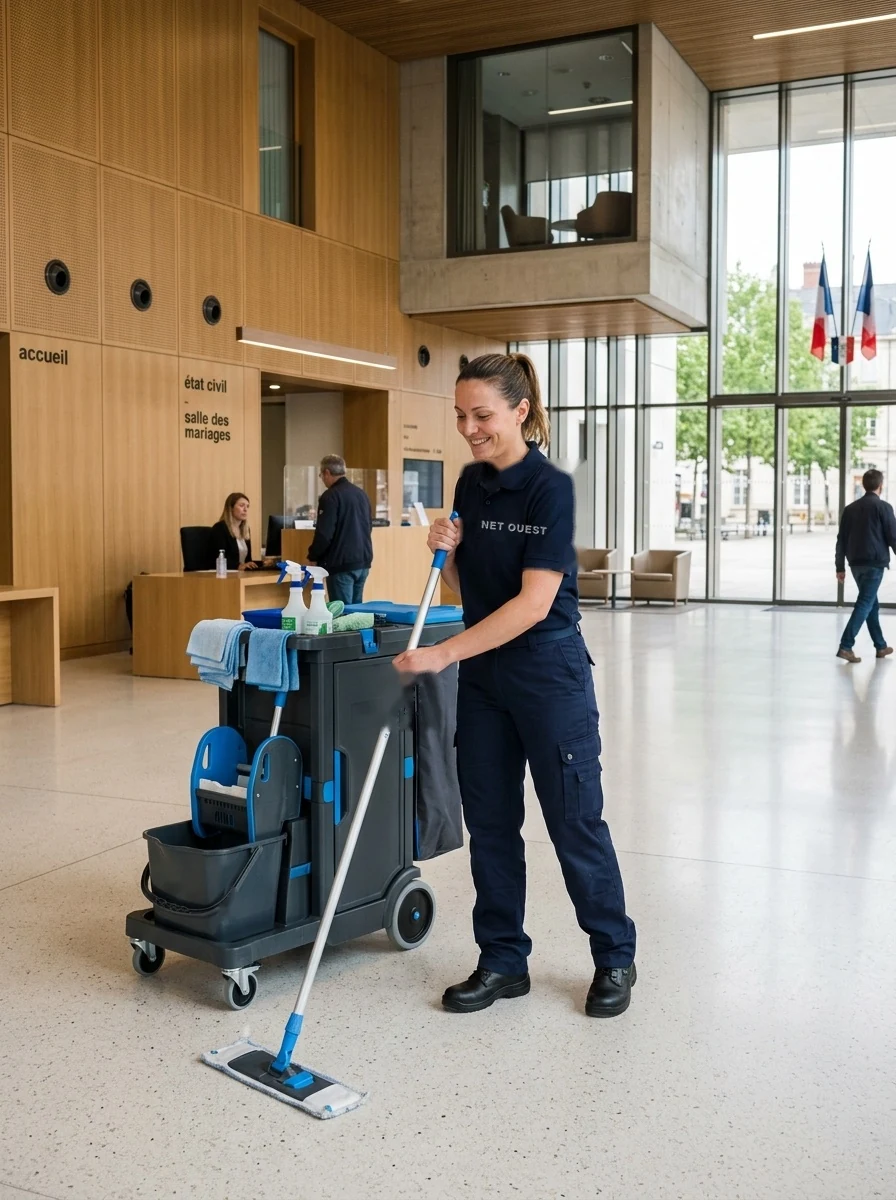 Hall d'accueil d'une collectivité entretenu